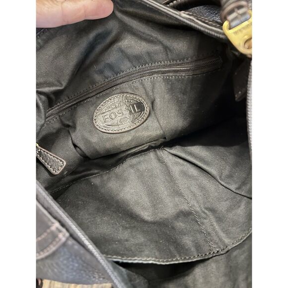 FOSSIL Karli‎ Black Pebbled Leather Hobo Shoulder Bag Vintage Rare 90’s - Picture 9 of 11